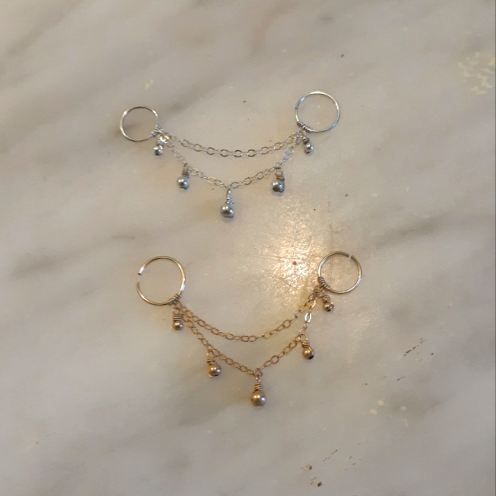 ❌SOLD❌ confirming today 925 and Gold Earrings for multiple pierced Ears - Picture 2 of 8